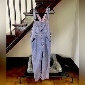 Free people ziggy denim overalls in color pink skies L